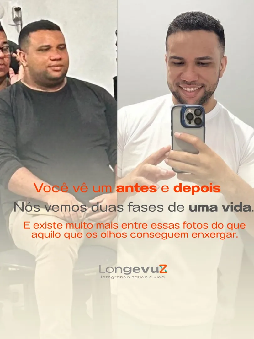 Caso 1 · antes e depois do acompanhamento na Longevuz