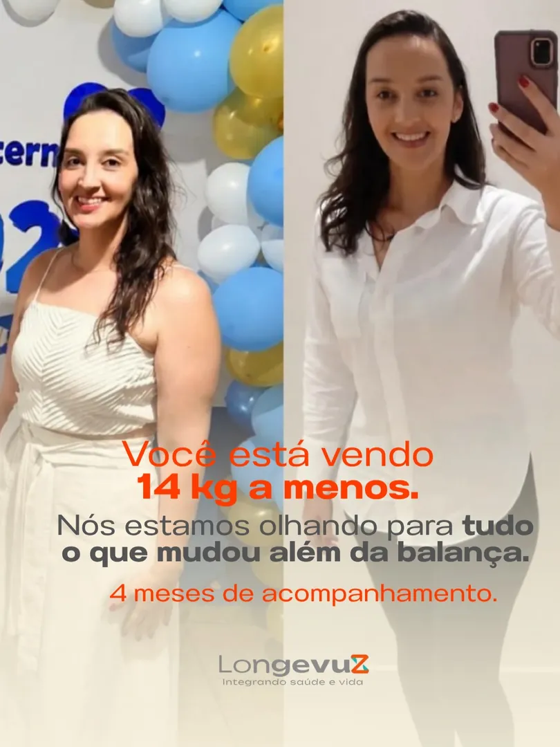 Caso 2 · antes e depois do acompanhamento na Longevuz